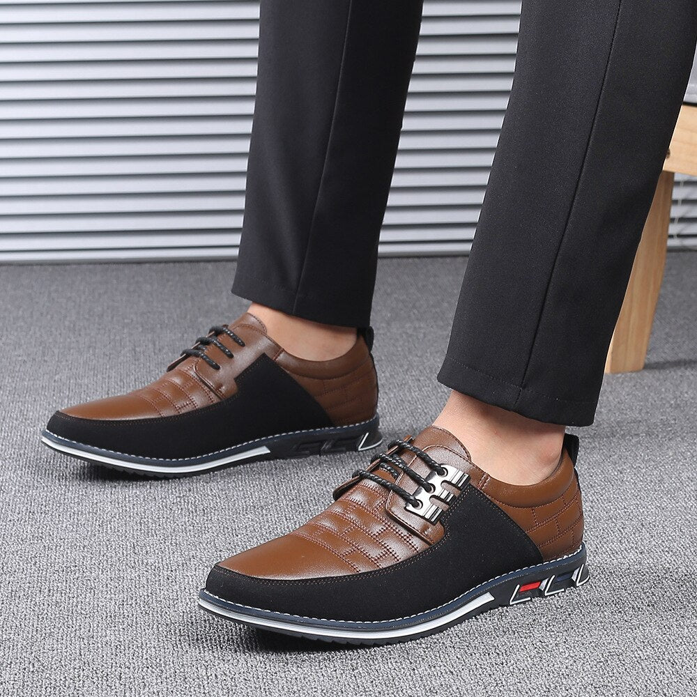 Men Shoe Sneakers Shoes Fashion Brand Classic Lace-Up Mens Casual Loafers PU Leather Black Breathable Business Brands Sneaker