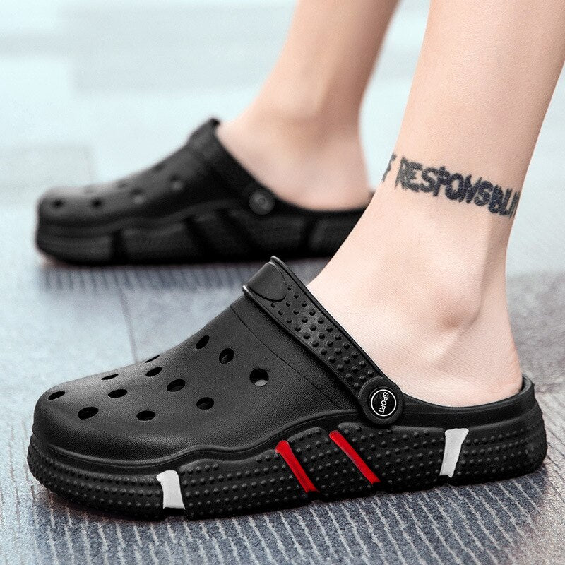 Comwarm Summer Men&#39;s Slippers Summer Anti-Slip Clogs Garden Shoes Hole Shoes For Women Outdoor Couple Beach Sandals Home Slides