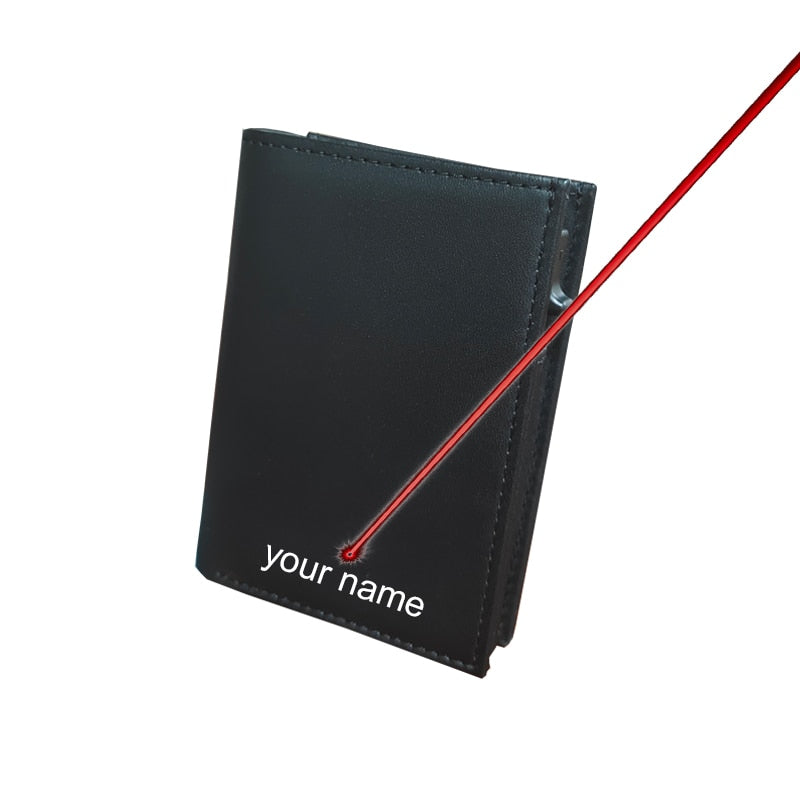 Carbon Fiber Leather Business Metal Aluminum Wallet for Men RFID Blocking  100% Genuine Leather Slim Pop Up Card Holders