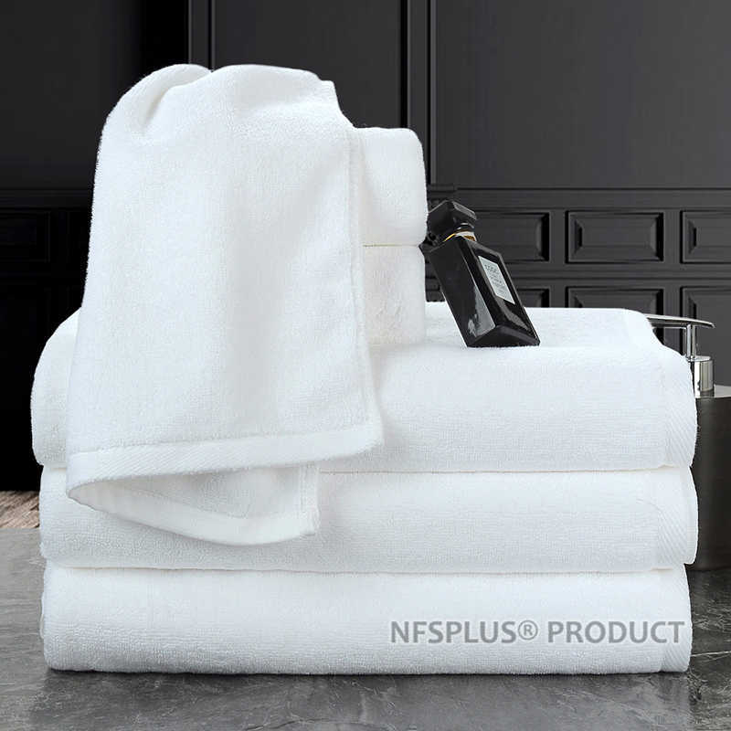 Thicken Bath Towel For Adults 100% Cotton Pure White Heavy Terry Absorbent Hand Face Towel For Bathroom and 5 Star Hotel