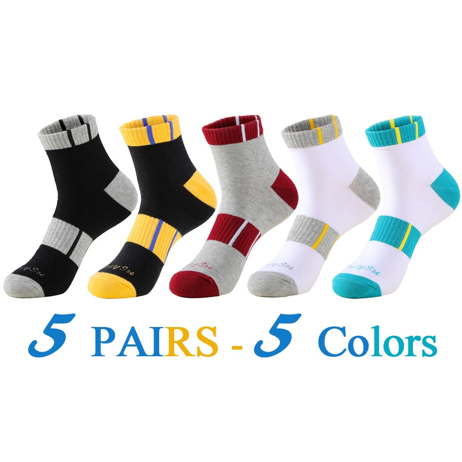 5 Pairs/Lot Mens Running Socks Casual Outdoor Sports Cotton Orange Red Stripes Compression Black 15 Styles Travel Hot Sale 2023