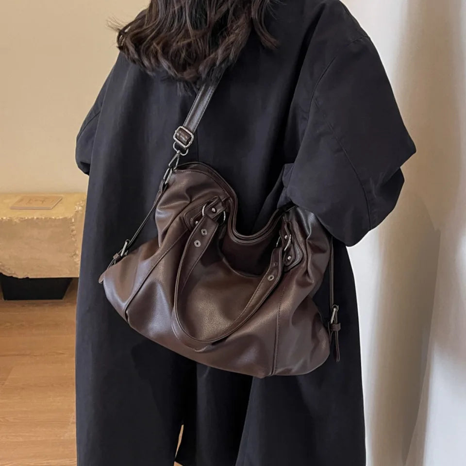 Female Hobo Handbag Large Capacity Shoulder Bags Big Stylsih Casual Tote Bag Ladies A4 Soft Leather Crossbody Bags Business Sac