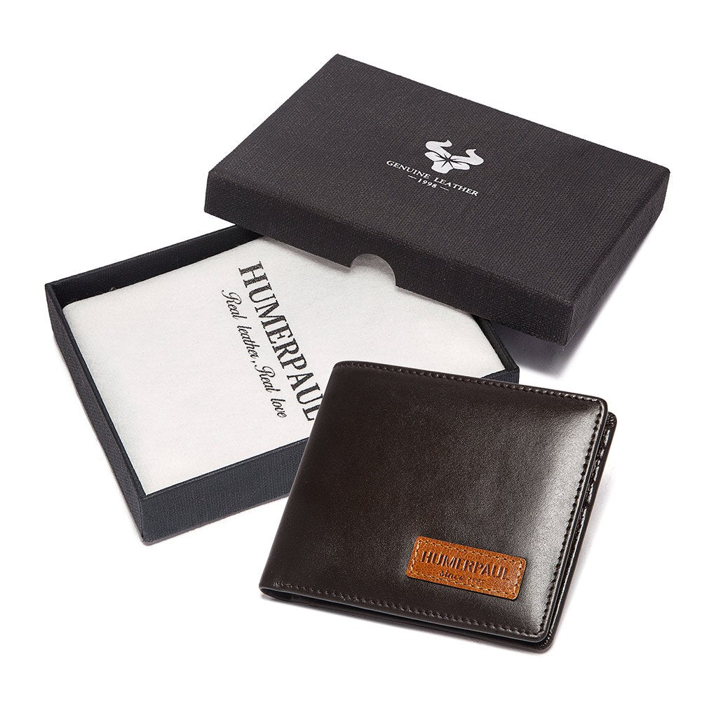 HUMERPAUL RFID Apple AirTag Wallet for Men Genuine Leather Card Holder Wallets Short Male Money Bag with Coin Pocket Cartera