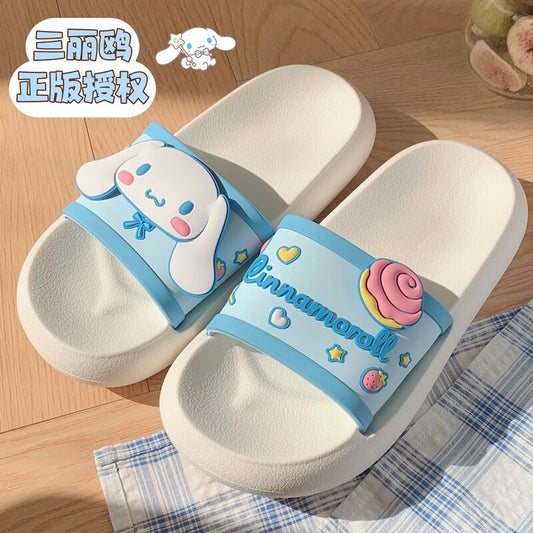 Simple Hello Kitty Anime Cartoon Pink Songgao Sandals Slippers Wedge Heel Clip Feet Thick Bottom Non-Slip Slippers Kids Gifts