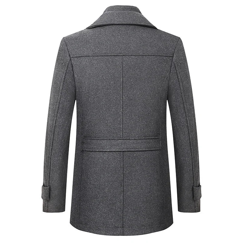 New Autumn Winter Woolen Coat Men's Business Casual Fashion Men's Thickened Warm Extra Large Men's Trendy Trench