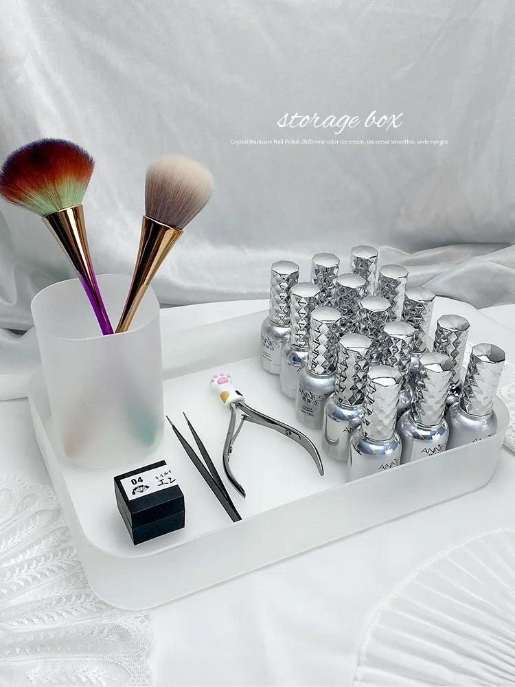 1 Set Manicure Nail Art Tools Storage Box Makeup Organizer Nail Polish Brush Lipstick Holder Tools Container Home Accessories