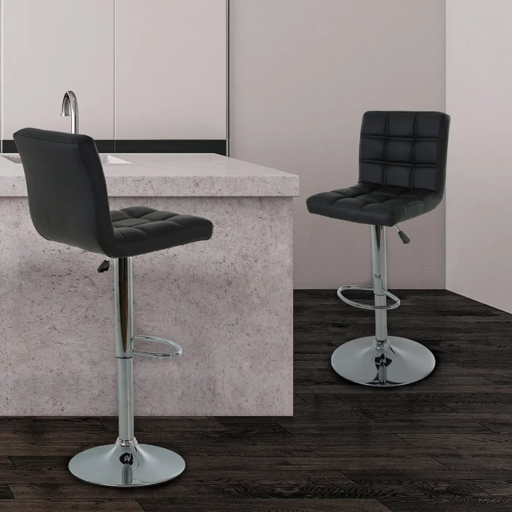 Modern Bar Stool Set of 2 Barstools Height Adjustable Counter Height Swivel Bar Stool PU Leather Bar Chairs Hydraulic