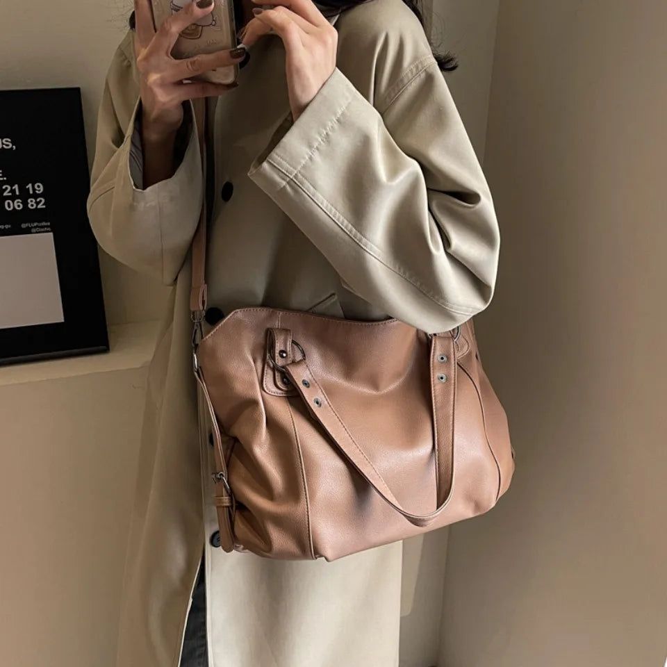 Female Hobo Handbag Large Capacity Shoulder Bags Big Stylsih Casual Tote Bag Ladies A4 Soft Leather Crossbody Bags Business Sac