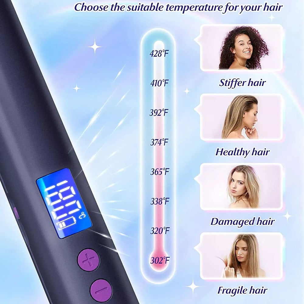 Flat Iron 2 IN 1 3D Floating Plate Roller 5000mah Wireless Hair Straightener Portable Cordless Curler Fast Heating Dry Wet Uses