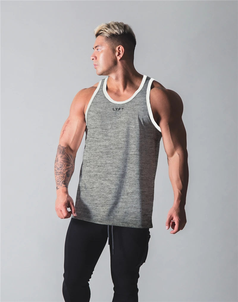 Men's Sports Bodybuilding Vest Gym Workout Fitness Cotton Sleeveless Shirt Running Clothes Summer Casual Wind Solid Color Vest