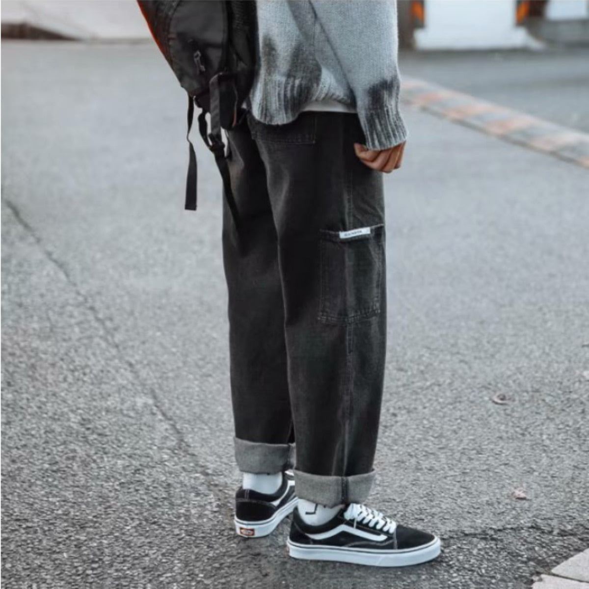 Loose Street Style Straight Cargo Pants Jeans Men Fashion Brand Wide Leg Overalls Retro Trend Leisure Youth Denim Baggy