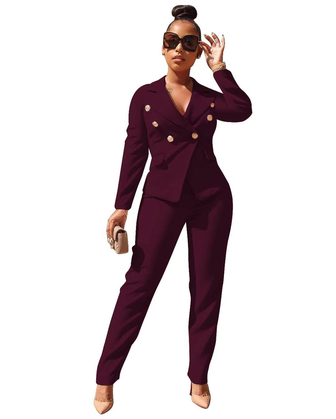 CM.YAYA Autumn Winter Women&#39;s Set Long Sleeve Blazer and Pants Suit Office Lady Tracksuit Two 2 Piece Set Elegant INS Outfits