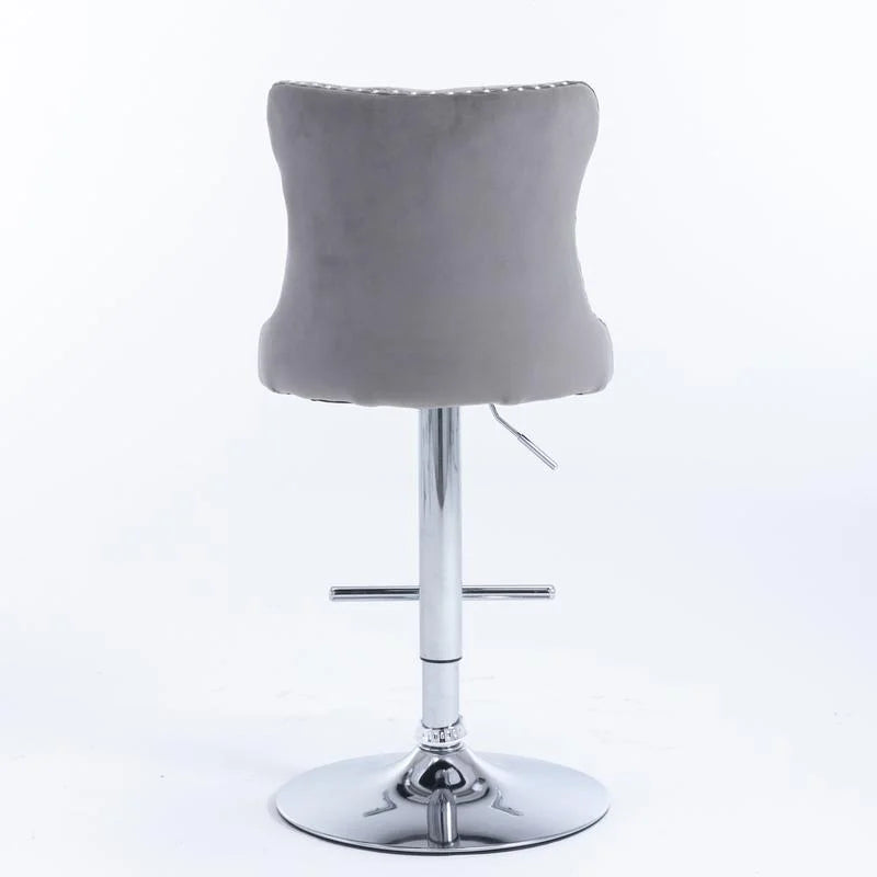 Swivel Velvet Barstools Adjusatble Seat Height from 25-33 Inch, Modern Upholstered Chrome base Bar Stools with Backs Comfortable