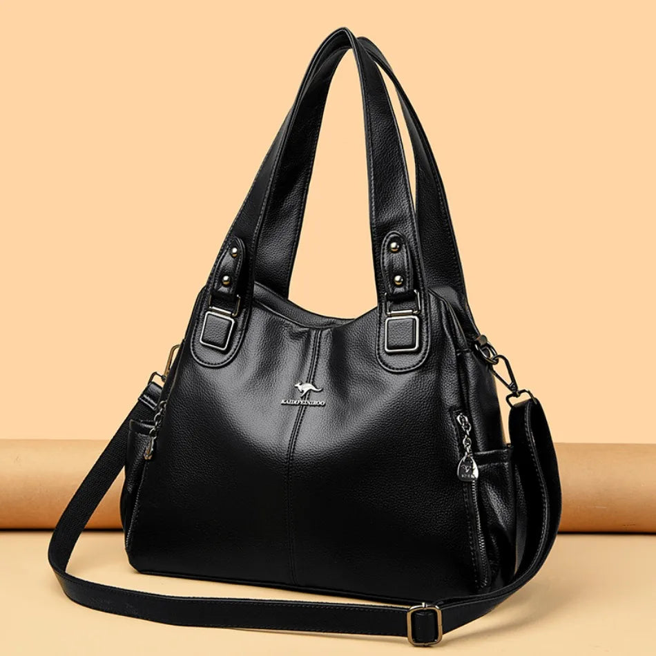 Genuine Soft Leather Handbags for Women Casual Shoulder Tote Bag Luxury Designer Ladies Large Capacity Purse Bags Sac A Main Hot