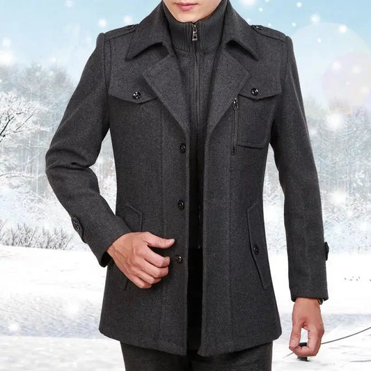 Autumn Winter Men Wool Coat New Thickening Warm Coat High Quality Design Wool Coat Male Fashion Casual Overcoat Clothing