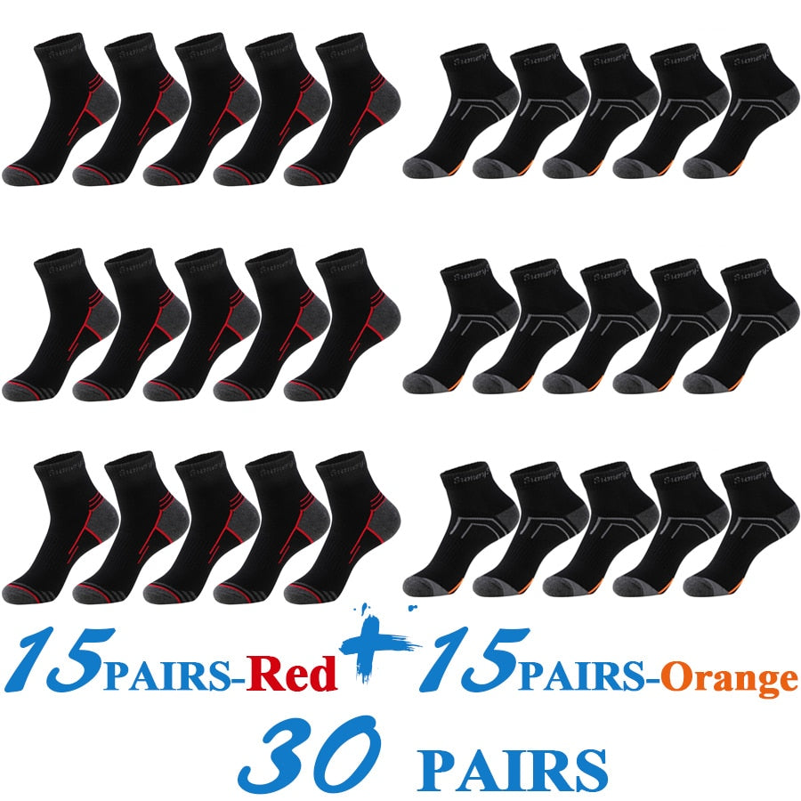 5 Pairs/Lot Mens Running Socks Casual Outdoor Sports Cotton Orange Red Stripes Compression Black 15 Styles Travel Hot Sale 2023