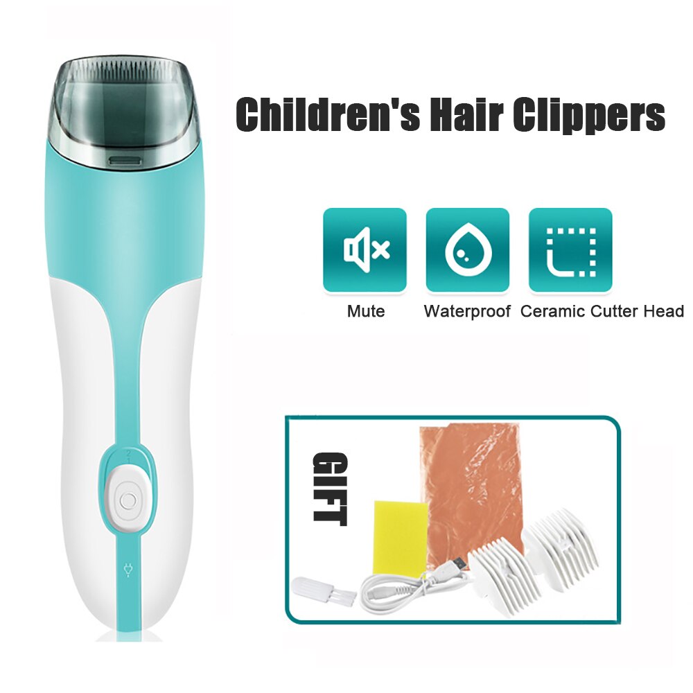 Waterproof Kids Hair Clipper Electric Automatic Gather Trimmer Baby Adult Mute Sleep Cut USB Recharging Home-Use Stainless steel