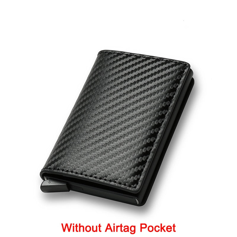 DIENQI Carbon Fiber Card Holder Wallets Men Brand Rfid Black Magic Trifold Leather Slim Mini Wallet Small Money Bag Male Purses