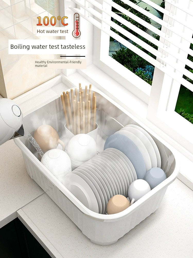 Thickened Drain with Cover Kitchen Tableware Storage Box