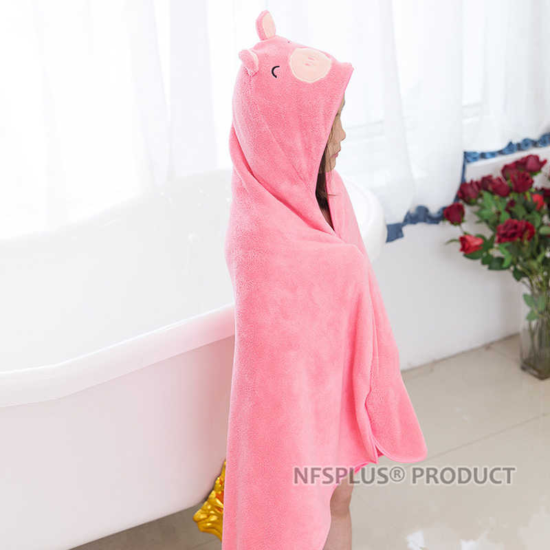 Velvet Baby Hooded Bath Towel for Kids Children Cute Rabbit Duck Beer Styles Poncho Bathrobe Bath Robe Travel Beach Towel