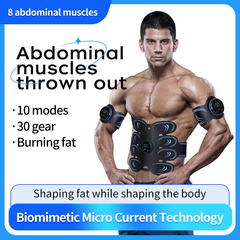 Electronic Muscle Toner EMS Stimulator Abdominal Toning Belt Abs Muscle Training Device Sports Fitness Workout Equipment Unisex