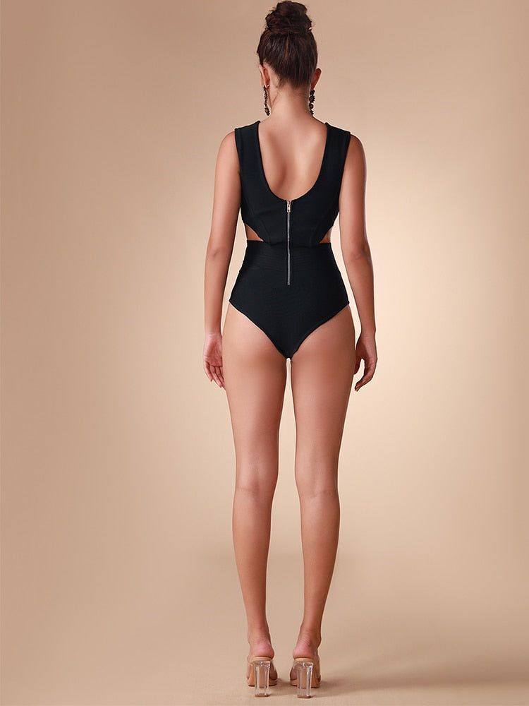 Bandage Swimsuit Women's One Piece Bikini Swimwear Black High Waist Sexy Cut Out Bathing Suits Beach Outfits Summer 2023 New In