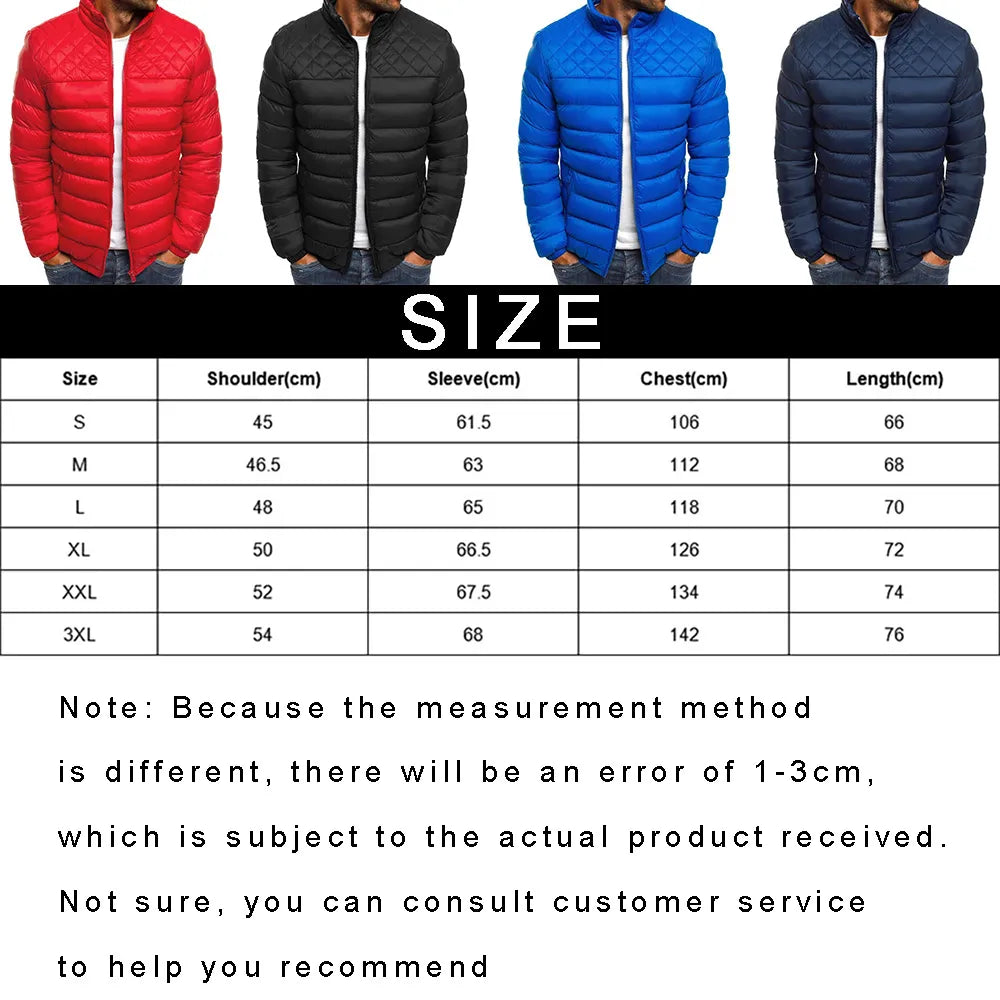 Mens Winter Jackets Casual Men's Outwear Coats Packable Lightweight Zipper Jacket Ski  Thicker Streetwear Fashion Male Clothes