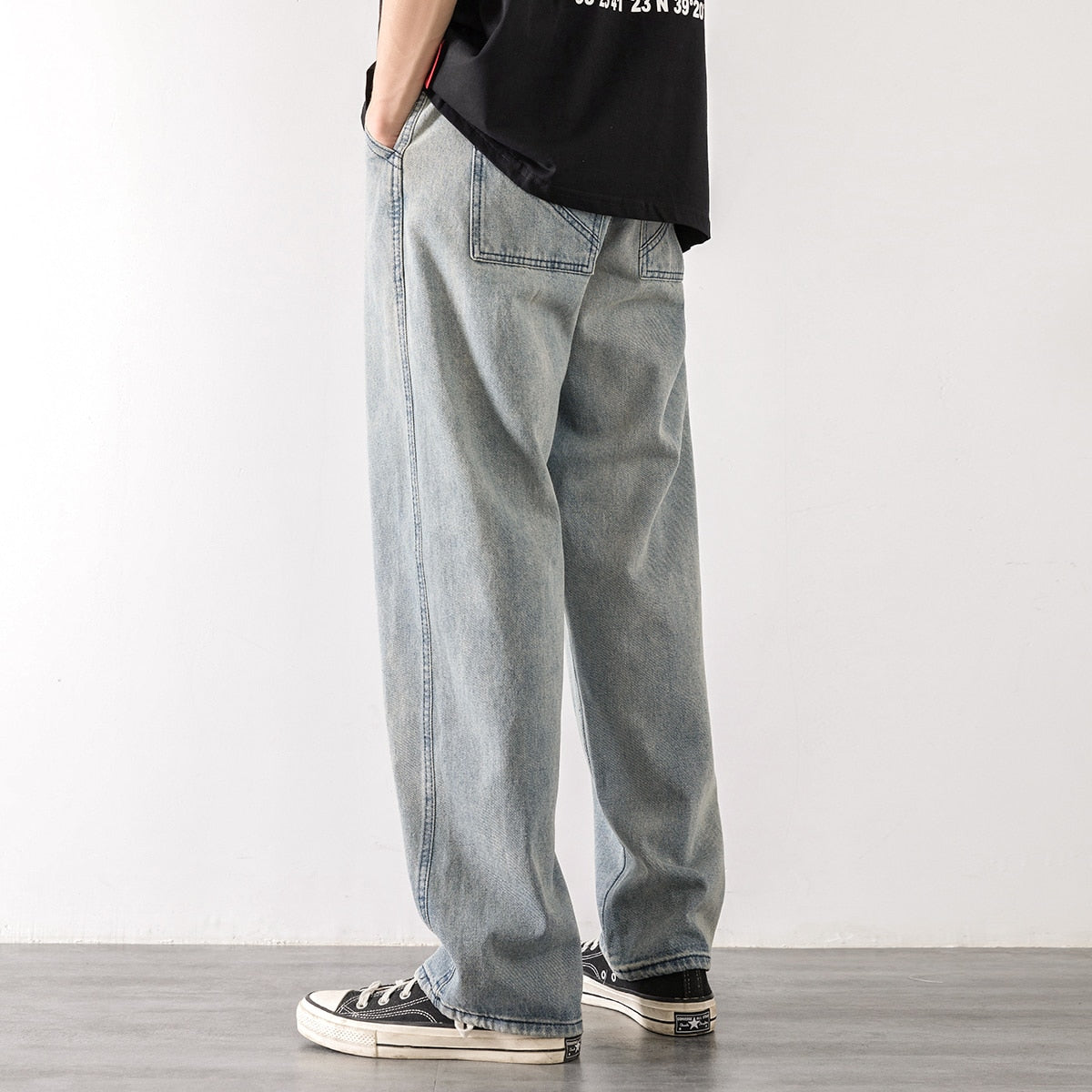 Loose Street Style Straight Cargo Pants Jeans Men Fashion Brand Wide Leg Overalls Retro Trend Leisure Youth Denim Baggy