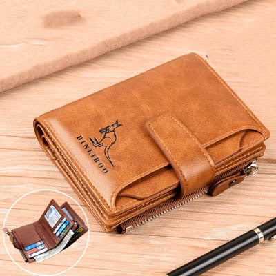 2021 Fashion Men's Coin Purse Wallet RFID Blocking Man Leather Wallet Zipper Business Card Holder ID Money Bag Wallet Male