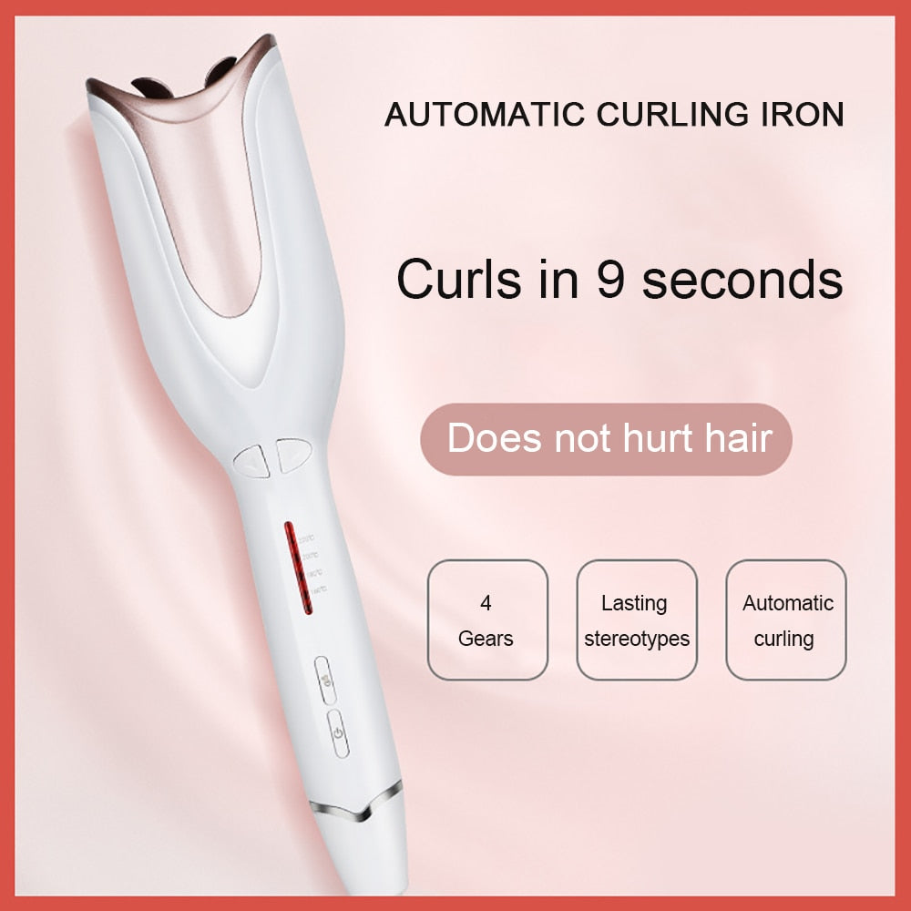 Automatic Ceramic Rotating Curl Bar Hair Curler Roller Curling Iron Wand Lasting Shape Rose Tube Spiral 4 Gears Styling Tools