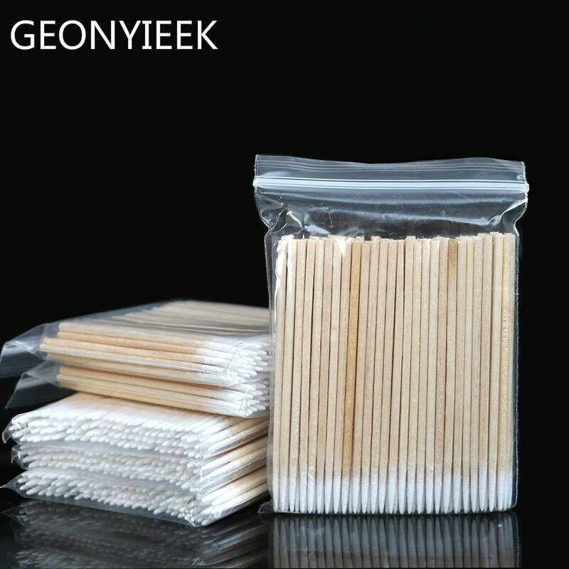 1000 pcs Wood Cotton Swab Eyelash Extension Tools Medical Ear Care Cleaning Wood Sticks Cosmetic Cotton Swab Cotton Buds Tip