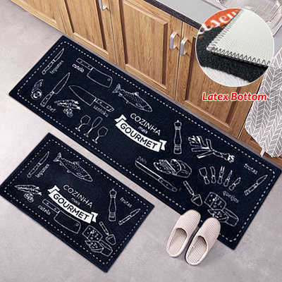 Kitchen Carpet Floor Mat 40x60cm 40x120cm Polyester Fiber Anti-Slip Kitchen Rug Home Decorative Front Door Mat Entrance Doormat