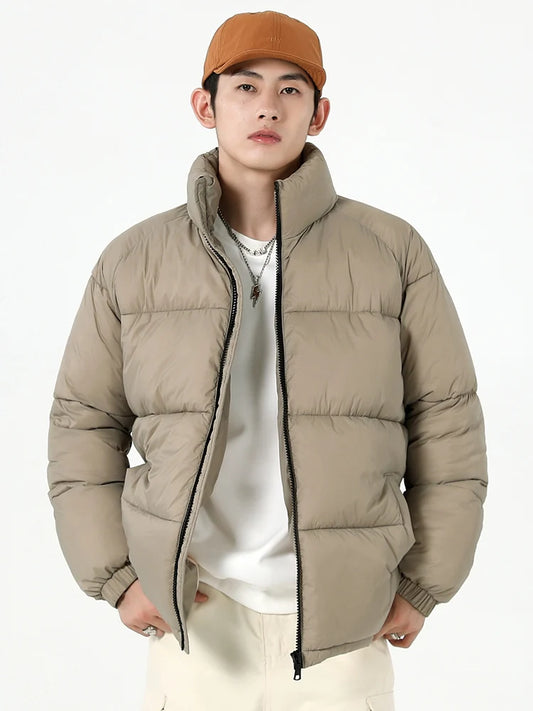 2023 New Winter Men's Parkas Korean Fashion Stand Collar Thick Warm Puffer Jacket Casual Windbreaker Thermal Padded Coat