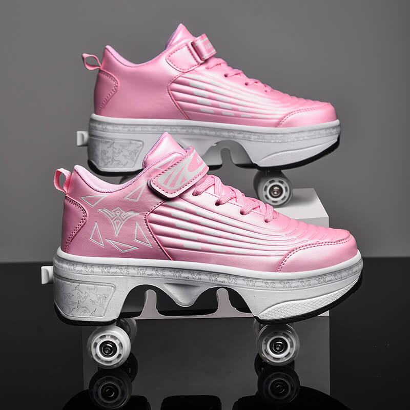 New Four-double Wheel Men's And Women's Children's Multi-color Pulley Shoes