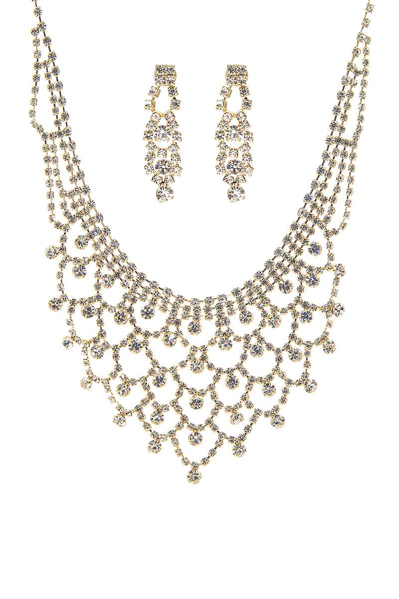 Fashion Design Rhinestone Necklace And Earring Set