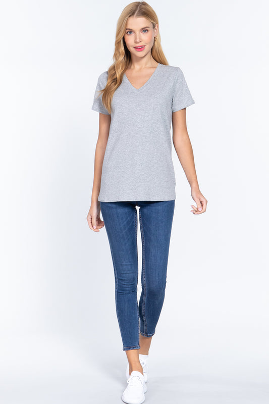 Short Sleeve V-neck Boxy Tee