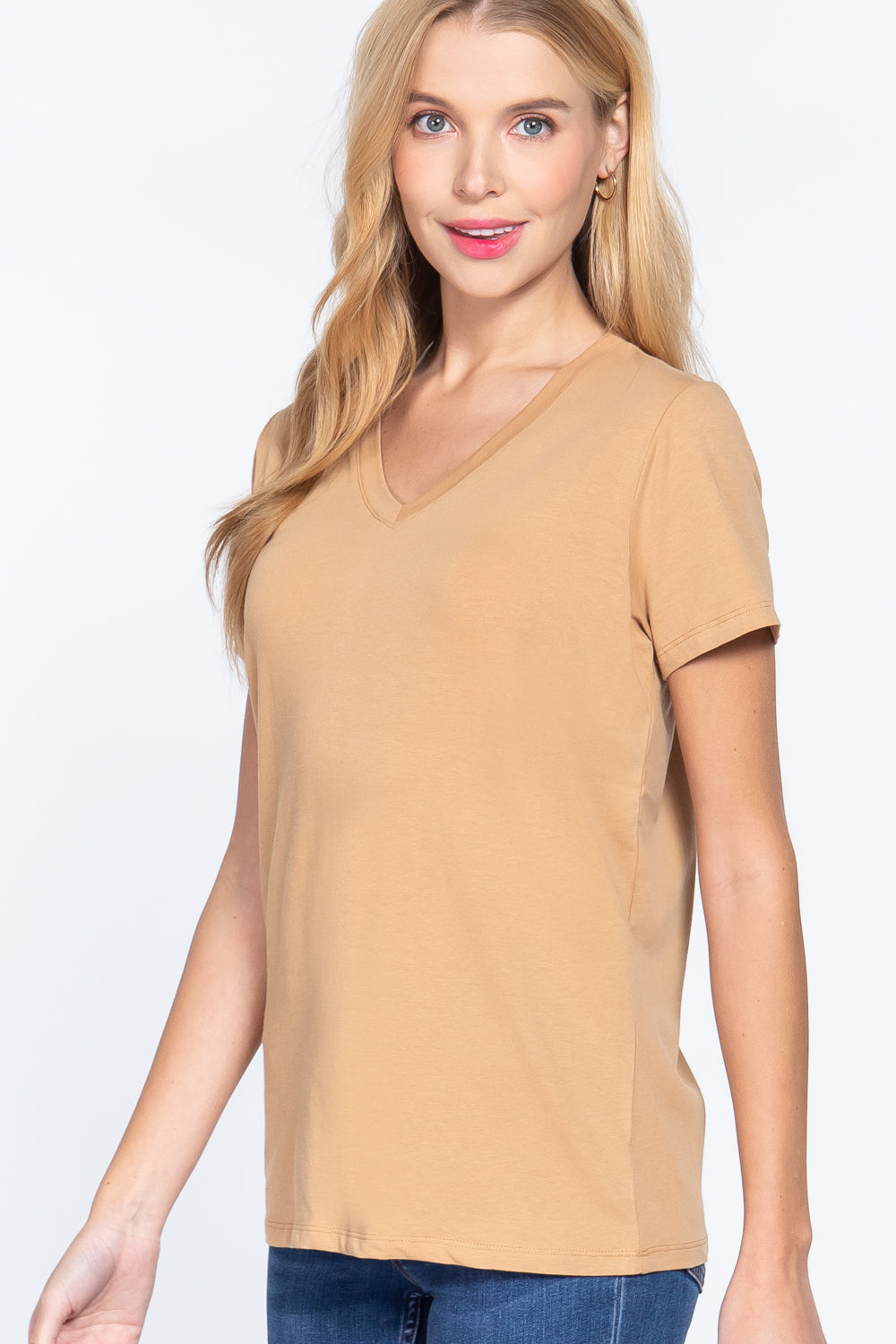 Short Sleeve V-neck Boxy Tee