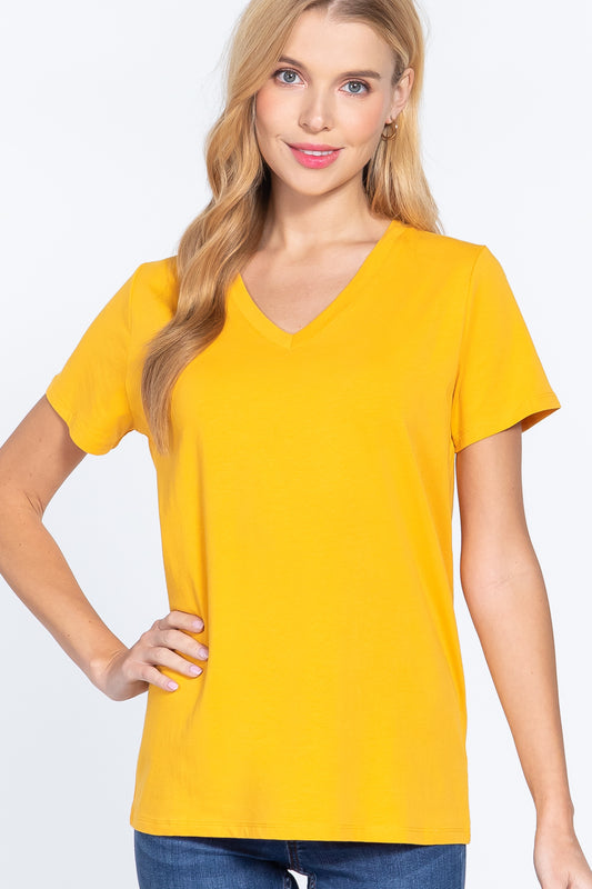 Short Sleeve V-neck Boxy Tee