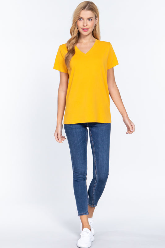 Short Sleeve V-neck Boxy Tee