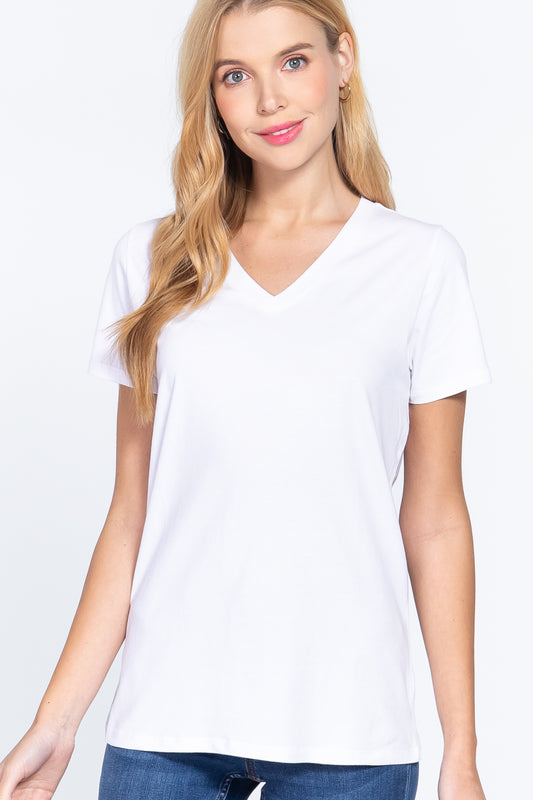 Short Sleeve V-neck Boxy Tee