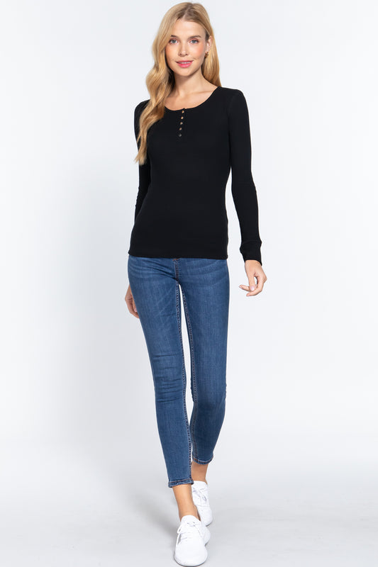 Long Slv Scoop Neck Thermal Top