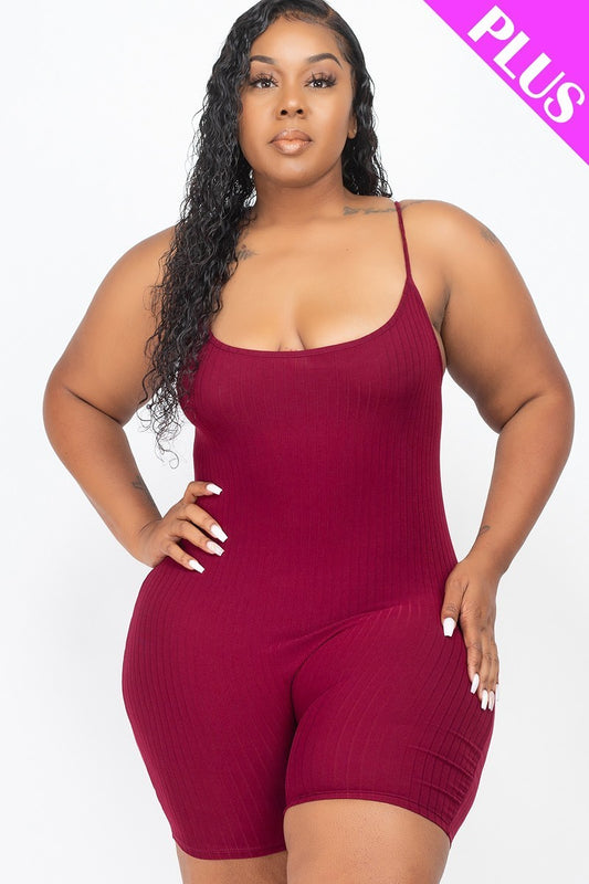 Plus Size Ribbed Bodycon Romper