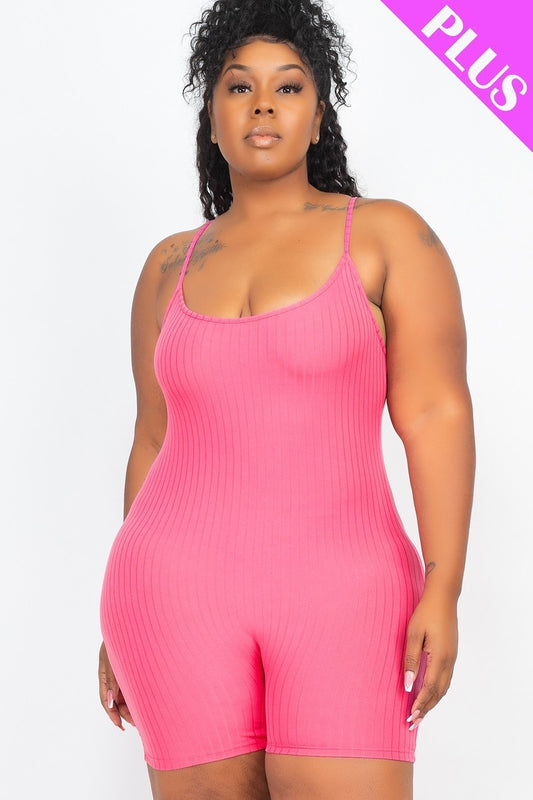 Plus Size Ribbed Bodycon Romper