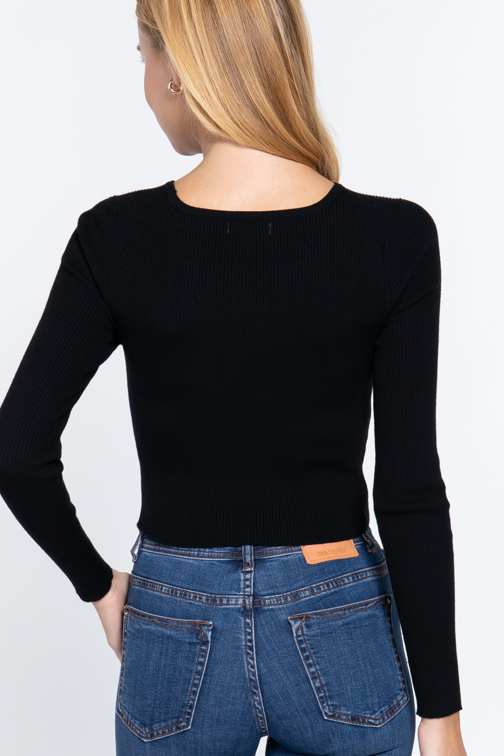 Crew Neck Knotted Crop Sweater