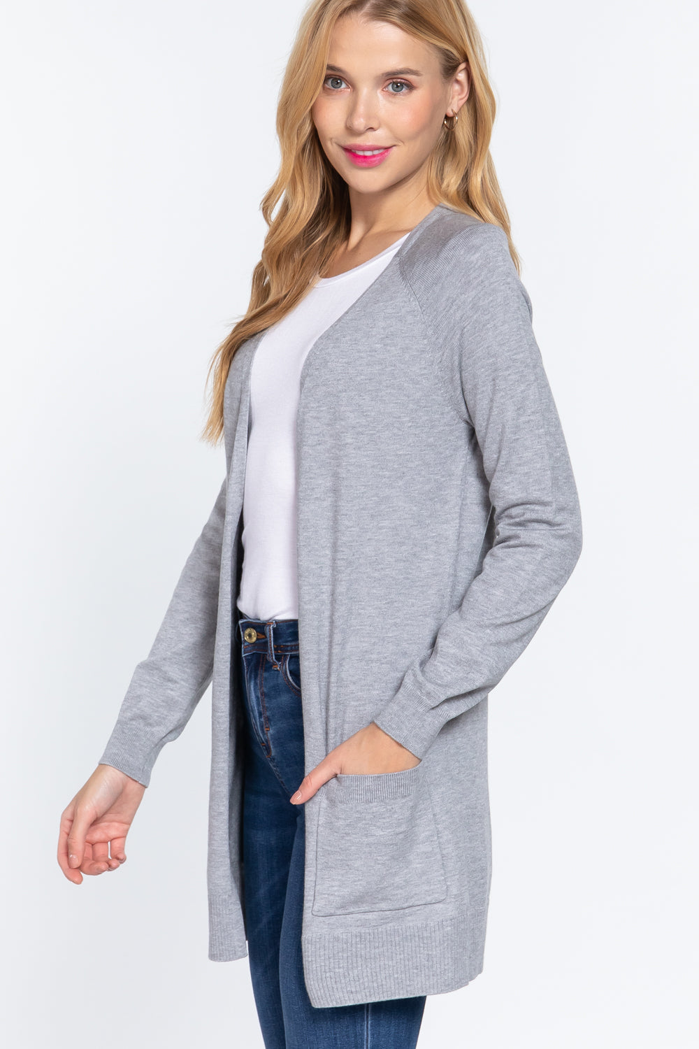 Raglan Slv Open Sweater Cardigan