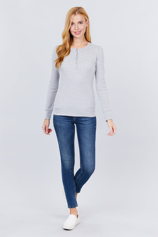 Long Slv Henley Thermal Top