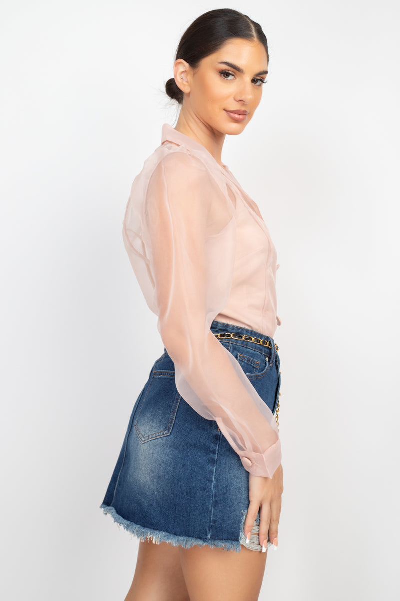 Long Sleeve Organza Blouse