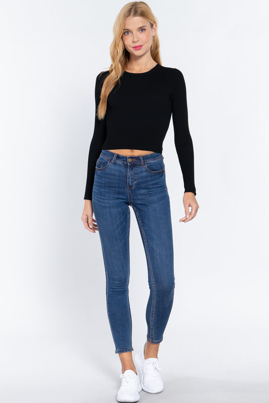 Long Slv Open Back Sweater Top