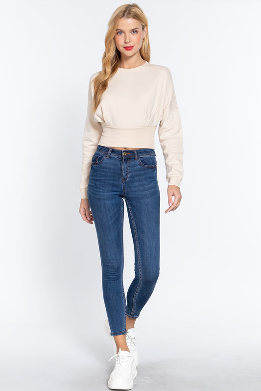 Dolman Slv Inner Fleece Terry Top