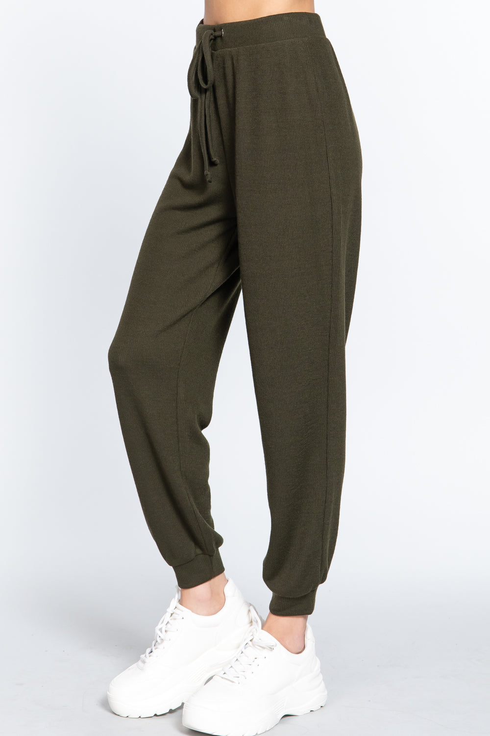 Waist String Detail Hacci Long Pants